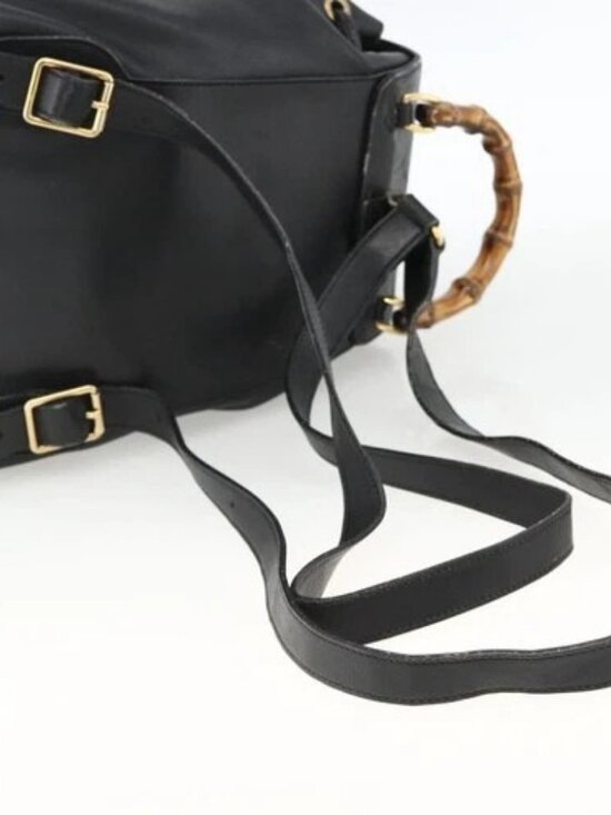 GUCCI Bamboo Backpack Leather Black Gold 003 2034 0030 Auth ka3090 main image 14